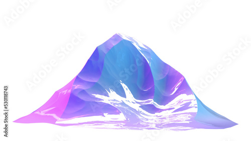 3d rendering clipart object. Futuristic landscape mountain in neon purple pink colors. Glossy geometric abstract png relief. Nature decoration. Cyber surreal element. Fantasy world © Katia