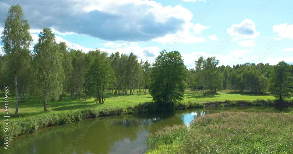 beautiful landscape with a small meandering river (aerial shot) beautiful landscape with a small meandering river (aerial shot)