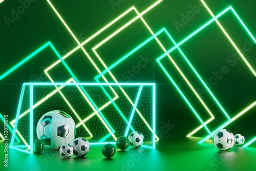 football ball object. online sport lives watch. 3d illustration. soccer ball background design. abstract 3d technology stadium goal concept. realistic rendering. bet casino sports game competition.