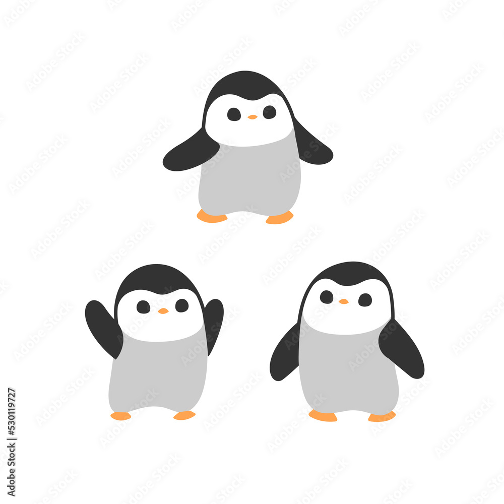 Naklejka premium Cartoon penguin sketch line icon. Cute animals icons set. Childish vector print for nursery, kids apparel, poster, postcard, pattern.