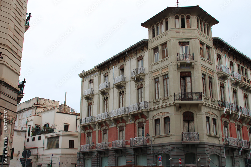 art nouveau (?) flat building in palermo in sicily (italy)