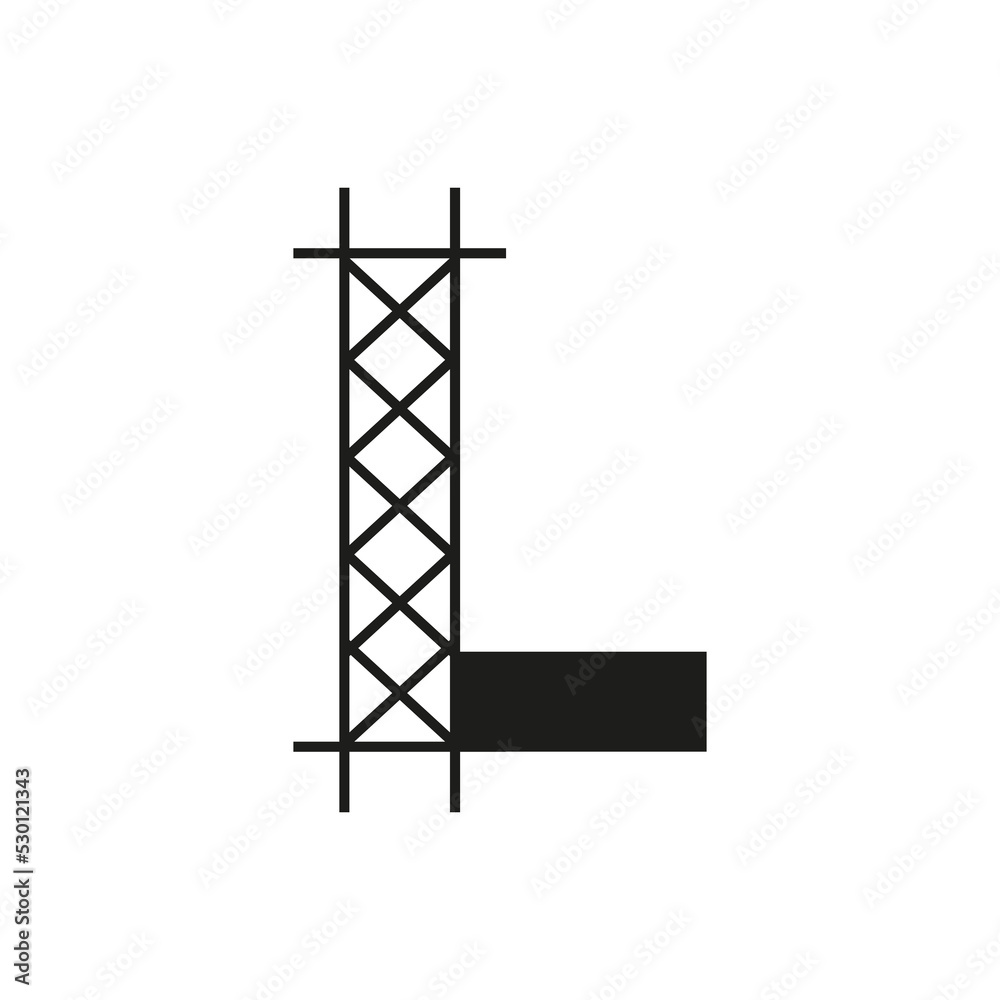 Initial Building Construction Logo On Letter L Alphabet Concept With Architecture Structure Symbol Initial Building Construction Logo On Letter L Alphabet Concept With Architecture Structure Symbol