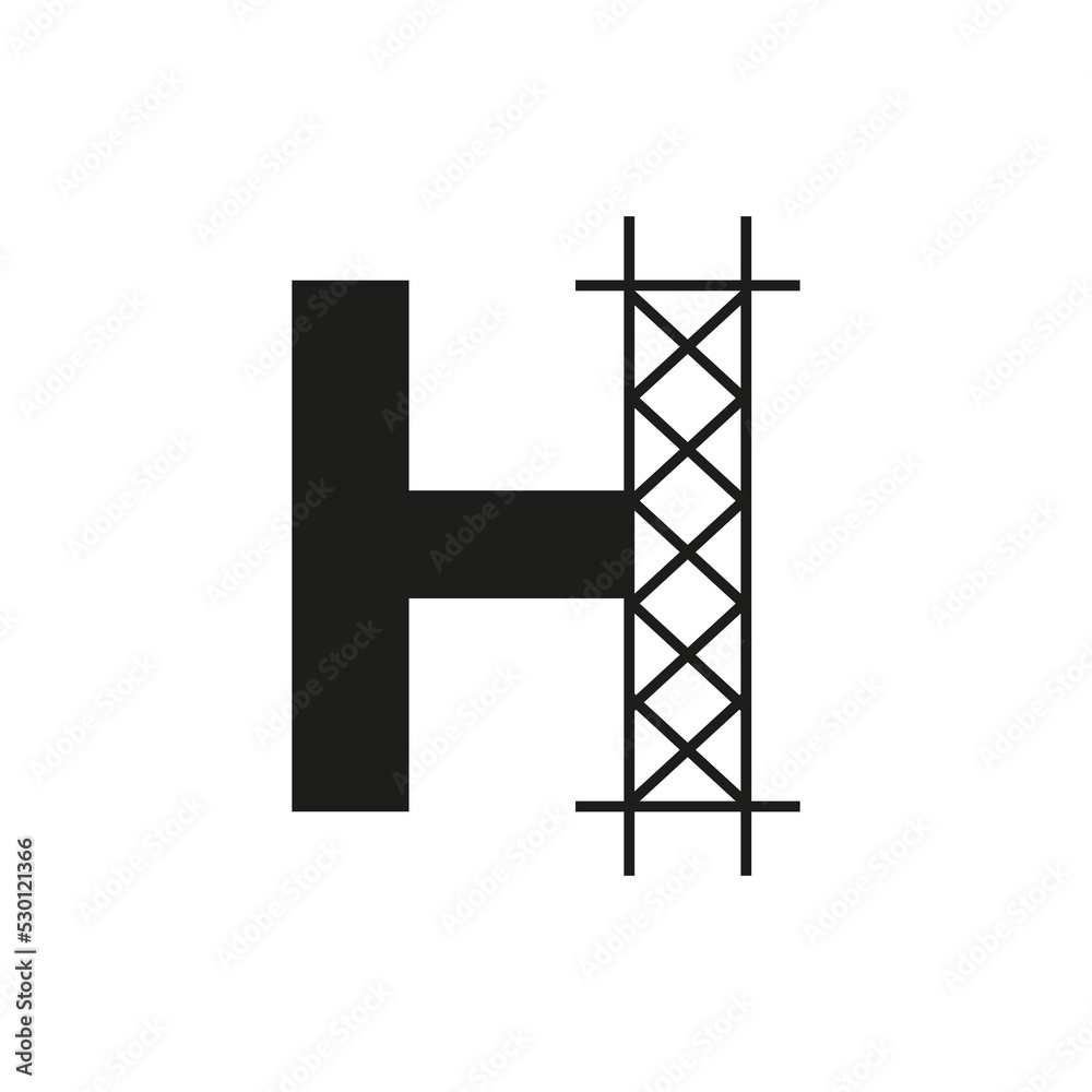 Initial Building Construction Logo On Letter H Alphabet Concept With Architecture Structure Symbol