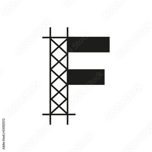 Initial Building Construction Logo On Letter F Alphabet Concept With Architecture Structure Symbol