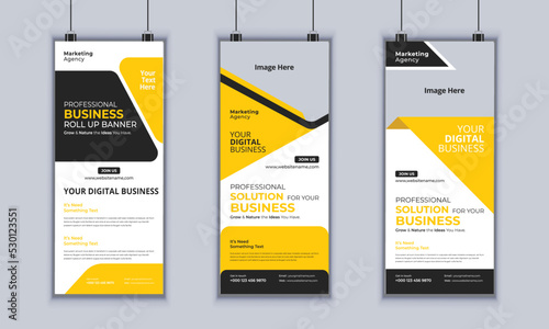 Corporate Business Roll Up Banner Design, Multipurpose Roll Up Banner Standee Design, Vector Banner Template, Corporate Identity Print Template