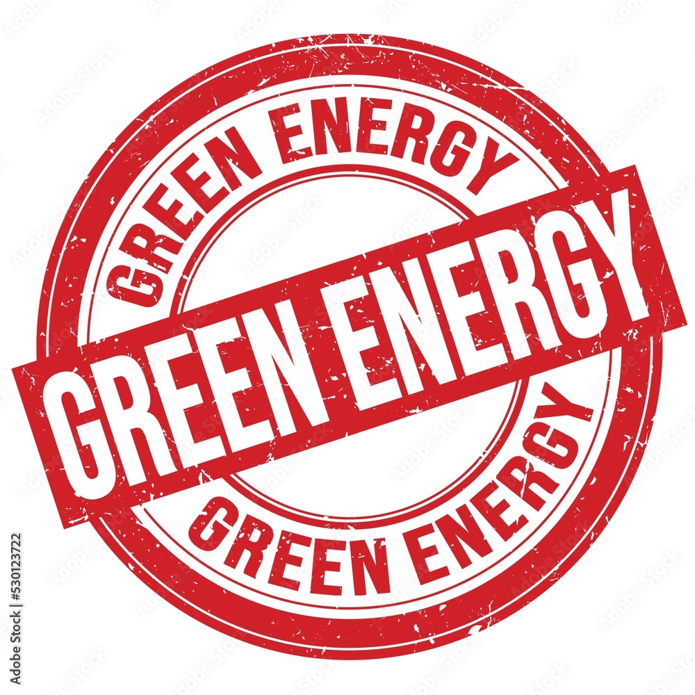 GREEN ENERGY text written on red round stamp sign GREEN ENERGY text written on red round stamp sign