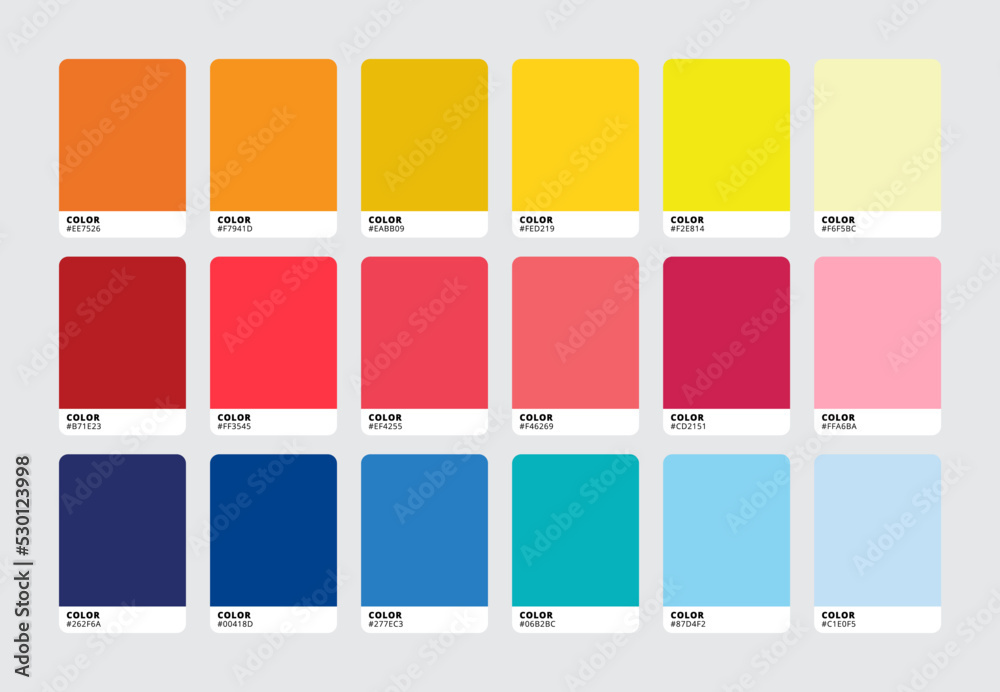 Vetor de Modern color palette swatch set. Trendy colour catalog samples.  Vector illustration do Stock