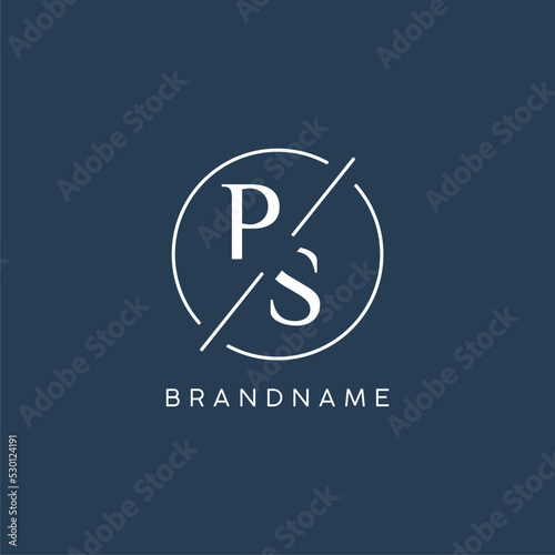 Initial letter PS logo monogram with circle line style
