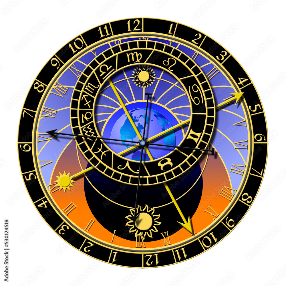 Astronomical clock on transparent background Astronomical clock on transparent background