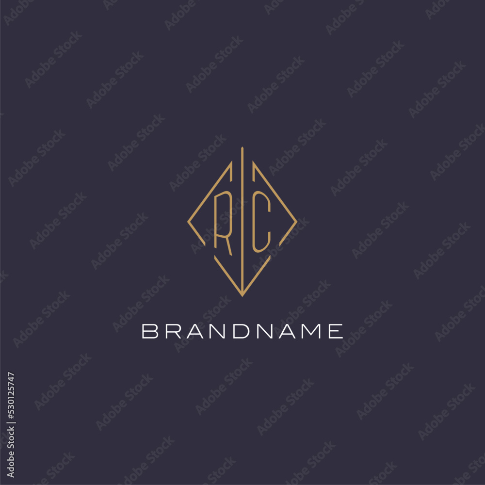 Initial letter RC logo monogram with diamond rhombus style design ideas ...
