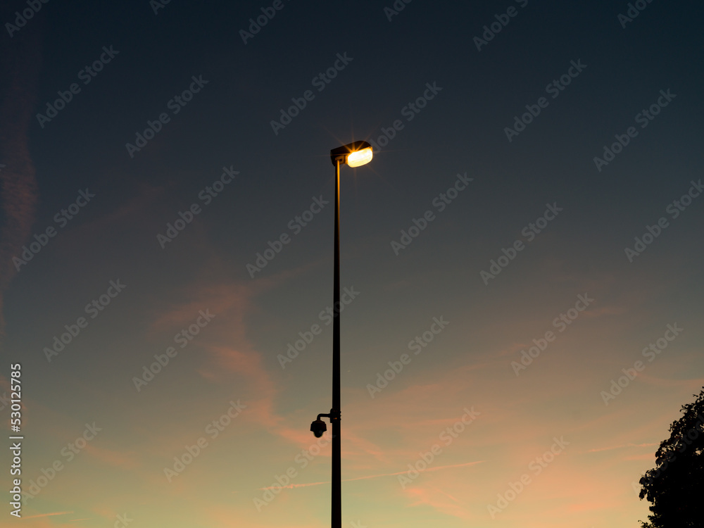 street lamp at sunset