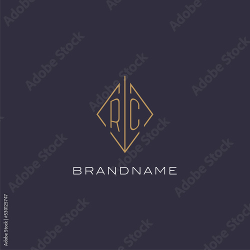 Initial letter RC logo monogram with diamond rhombus style design ideas