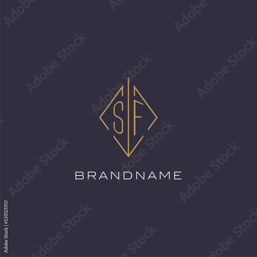 Initial letter SF logo monogram with diamond rhombus style design ideas