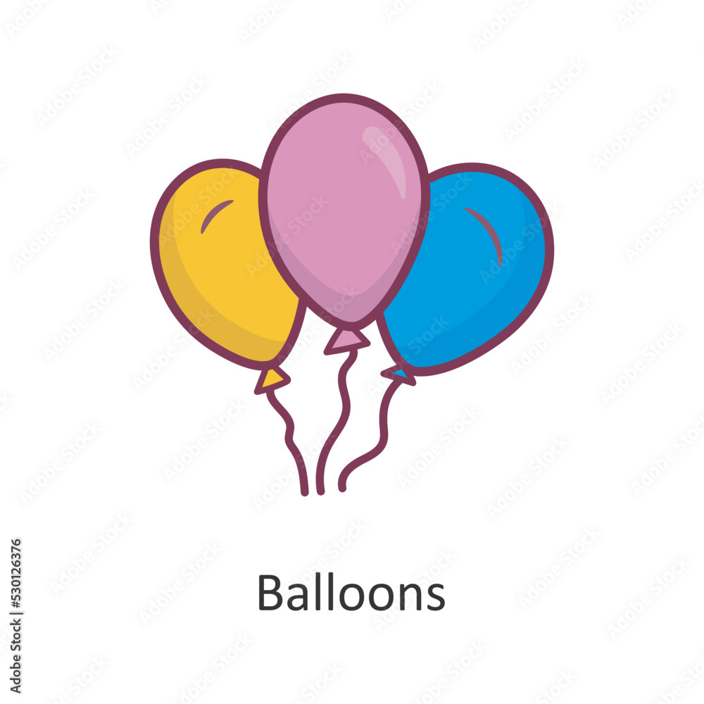 Balloons vector filled outline Icon Design illustration. Holiday Symbol on White background EPS 10 File