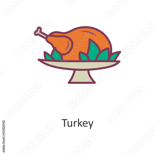 Turkey vector filled outline Icon Design illustration. Holiday Symbol on White background EPS 10 File