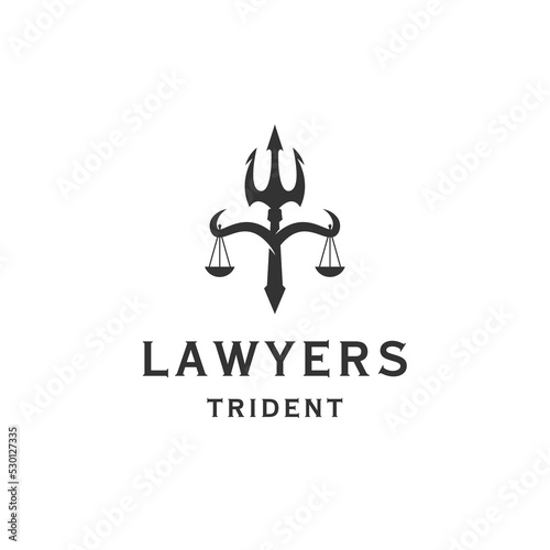 Lawyer of law firm trident logo design template flat vector