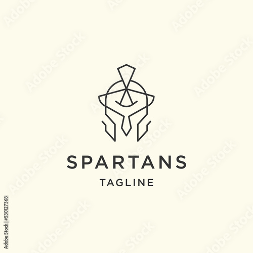 Spartan line logo icon design template flat vector