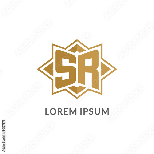 Initial letter SR logo monogram with eight point star style design ideas