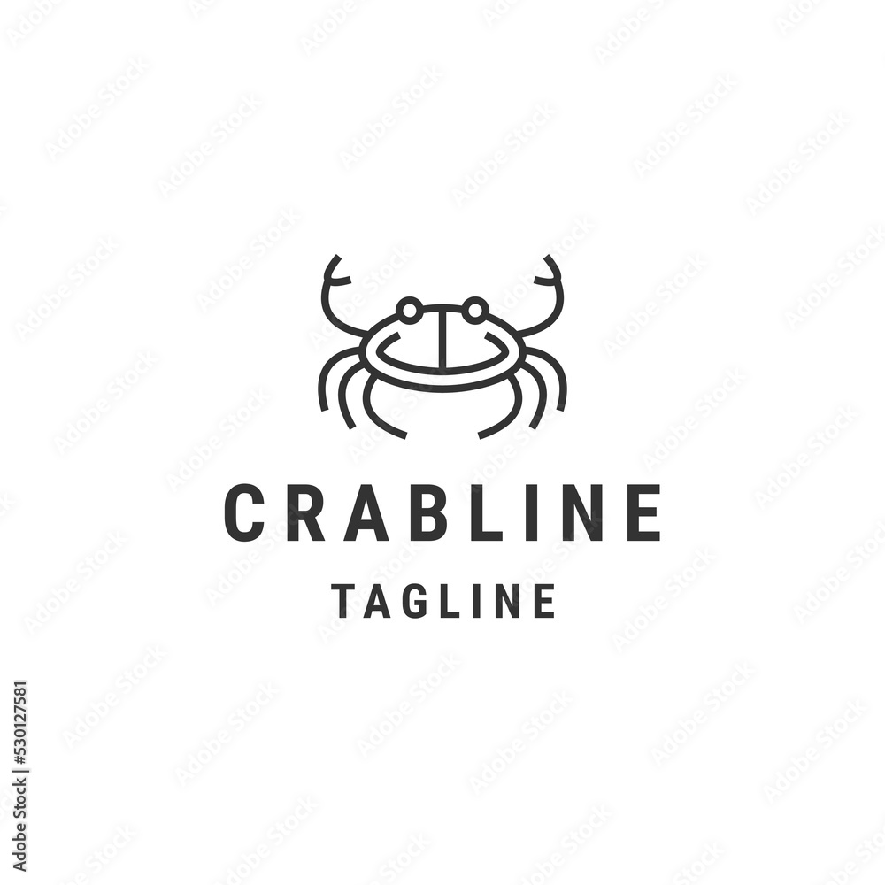 Crab line logo design template flat vector Crab line logo design template flat vector