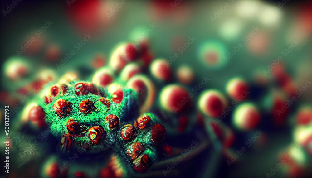 Microscopic view of viruses, focus ,close up