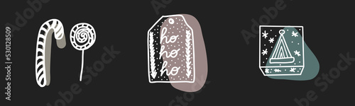 New year elements. Christmas modern vector. Hand drawn xmas silhouette. Abstract cute cedar illustration. Modern minimal stylized concept. Doodle sign. Fir clipart. Square paint