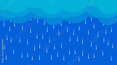 rain. vector illustration of rain with cloudy sky sky. rainy season background design