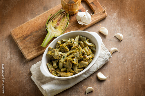 artichoke with olive oil garlic and parsley #530129777