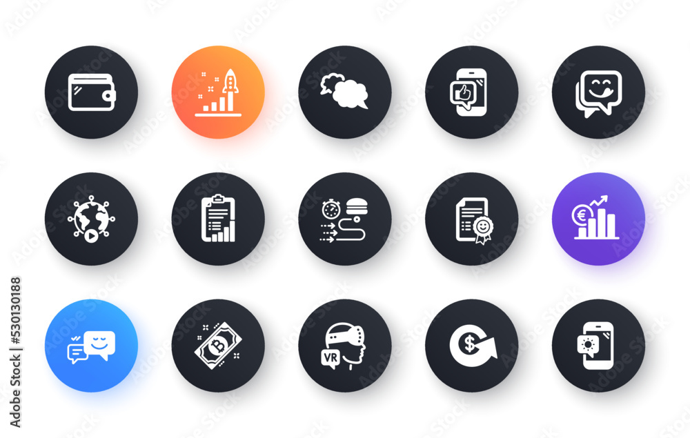 Minimal set of Development plan, Augmented reality and Mobile like flat icons for web development. Food delivery, Dollar exchange, Euro rate icons. Wallet, Checklist, Messenger web elements. Vector Minimal set of Development plan, Augmented reality and Mobile like flat icons for web development. Food delivery, Dollar exchange, Euro rate icons. Wallet, Checklist, Messenger web elements. Vector