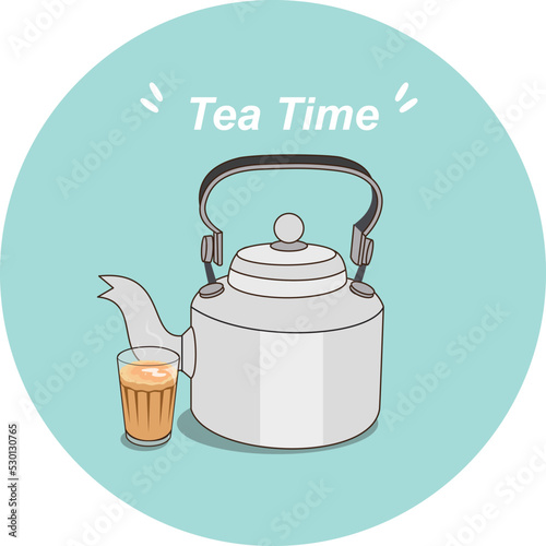 Tea and kettle illustration