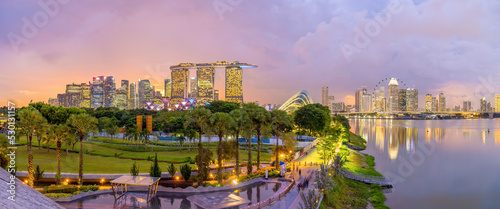 Canvas Print Downtown city skyline at the marina bay, cityscape of Singapore