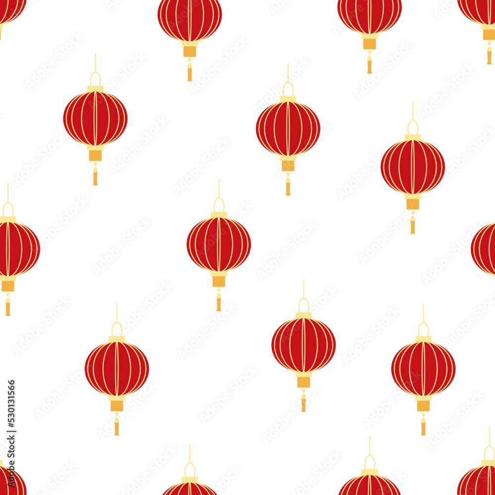Chinese seamless pattern with feng shui paper lantern