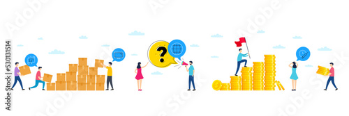 Set of Architectural plan, Globe and Monitor line icons. People characters with delivery parcel, money coins. Include Vaccination schedule icons. For web, application. Vector