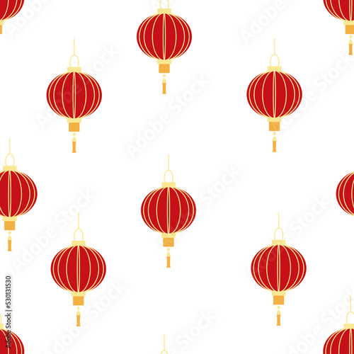 Chinese seamless pattern with feng shui paper lantern