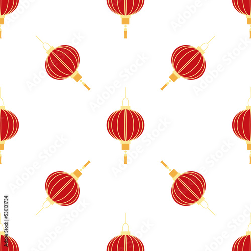 Chinese seamless pattern with feng shui paper lantern