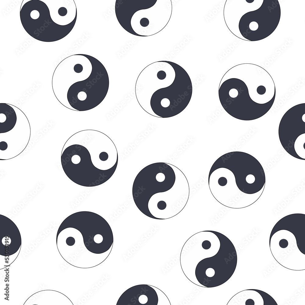 Fototapeta premium seamless pattern of hand drawn doodle sketch Yin Yang symbol isolated on white background