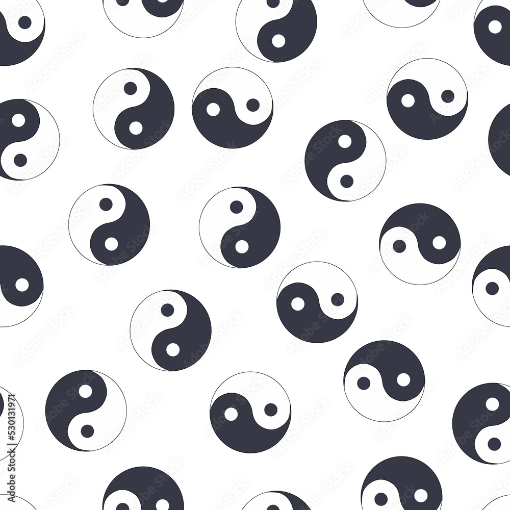 Fototapeta premium seamless pattern of hand drawn doodle sketch Yin Yang symbol isolated on white background