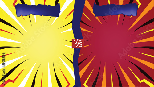 red yellow comic battle competition background versus gaming vs sport match backdrop