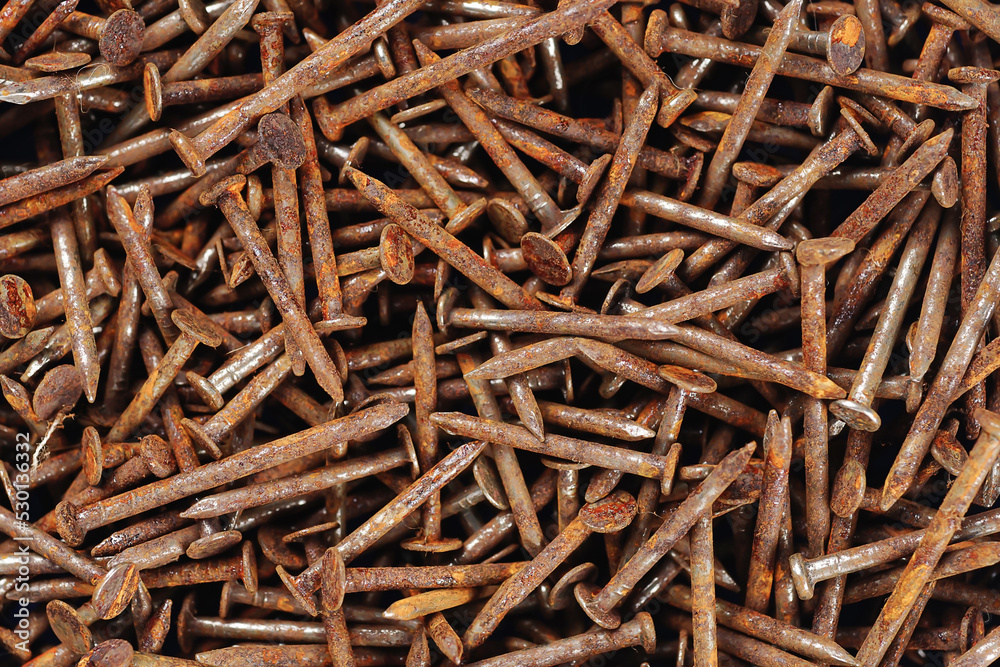 Rust of metals.Corrosive Rust on old nail, Many rusted nail, Group of Iron rust, Metal surface becomes brown from deterioration. Rust of metals.Corrosive Rust on old nail, Many rusted nail, Group of Iron rust, Metal surface becomes brown from deterioration.