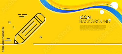 Pencil line icon. Abstract yellow background. Edit sign. Drawing or Writing equipment symbol. Minimal pencil line icon. Wave banner concept. Vector