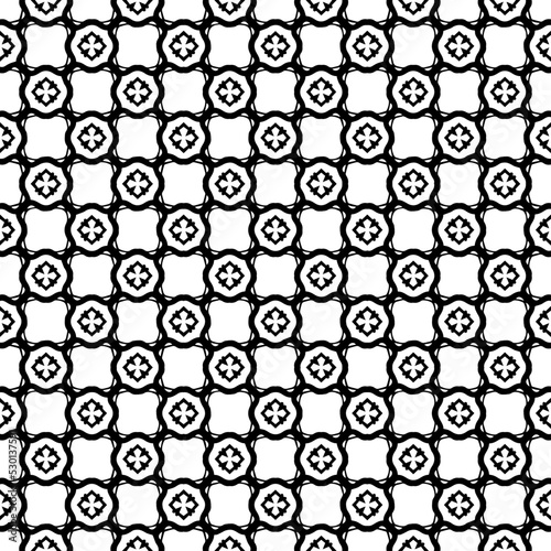 Black and white seamless pattern texture. Greyscale ornamental graphic design. Mosaic ornaments. Pattern template. Vector illustration. EPS10.