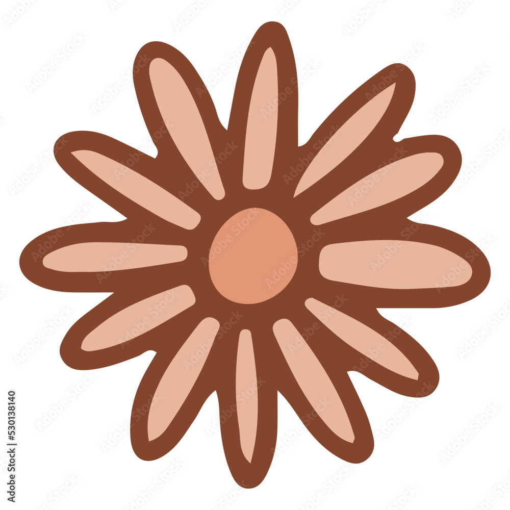 Obraz premium Retro groovy boho flower. Doodle floral element