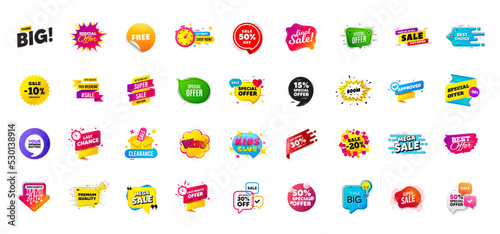 Promo offer discount sale banners. Best deal price stickers. Black friday special offer tags. Sale bubble coupon. Promotion discount banner templates design. Buy offer sticker. Promotion flyer. Vector