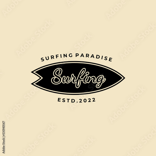 surfing paradise logo vector design illustration