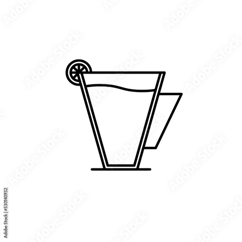 coffee cup icon with lemon slice on white background. simple, line, silhouette and clean style. black and white. suitable for symbol, sign, icon or logo