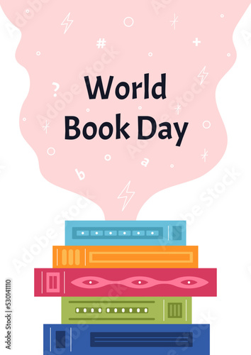 World book day poster. Concept of reading, development, education. Vector flat illustration.