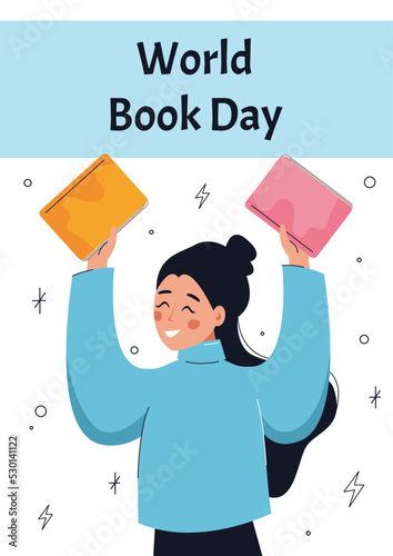 World book day poster. Concept of reading, development, education. Vector flat illustration.