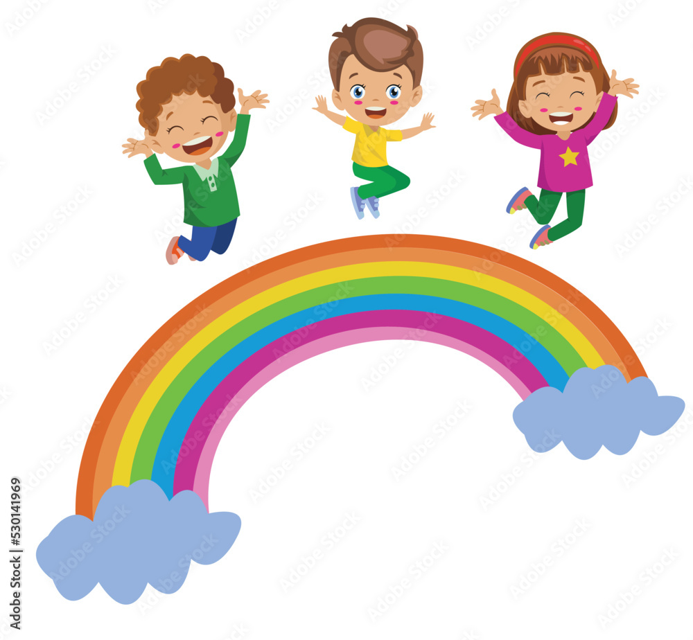 happy kids jumping on rainbow learning colors happy kids jumping on rainbow learning colors