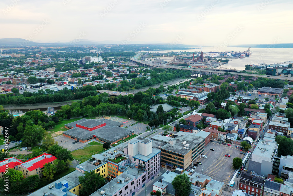 Aerial of Quebec City center, Canada