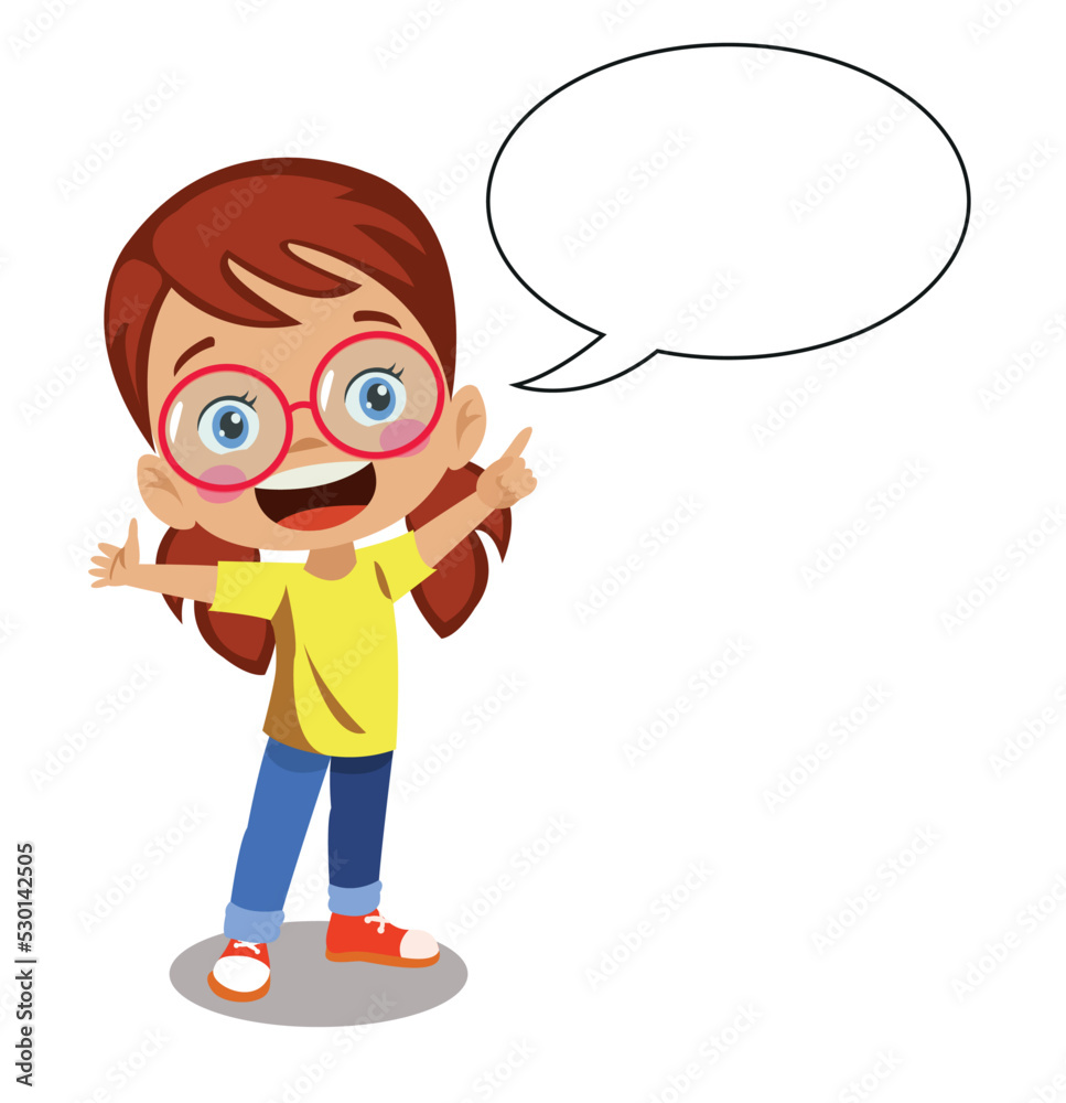 cute smart little girl speak with balloon chat cute smart little girl speak with balloon chat