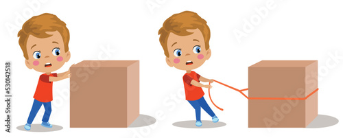 push pull experiment science and cute boy